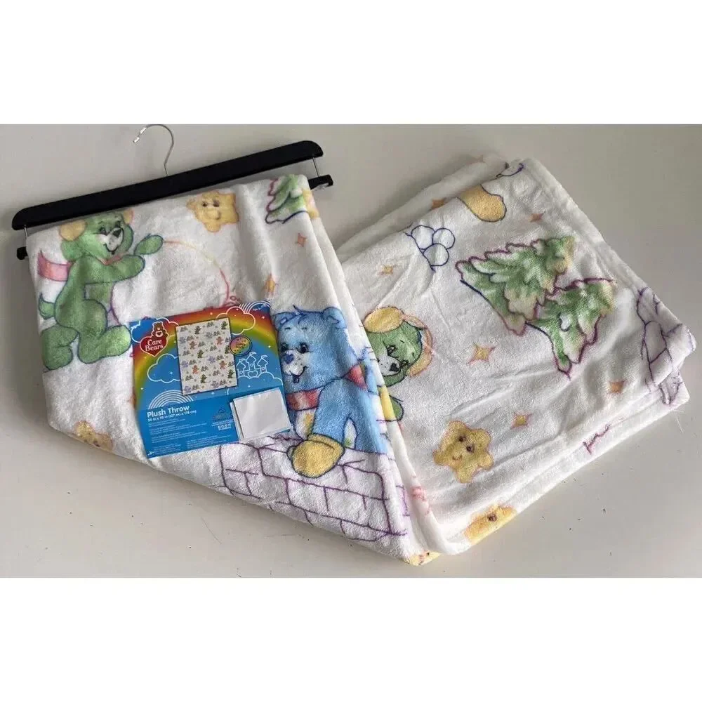 Care Bears Christmas Winter Snowball Fight  Soft Throw Blanket 50” X 70” NEW‎